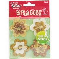 Mont Marte Scrapbooking Bits & Bobs - Daisies Kraft Canvas & Cork 4pce For Scrapbook Craft