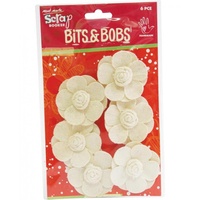 Mont Marte Scrapbooking Bits & Bobs - Canvas Ornate Rose Flower 6pce For Scrapbook Craft