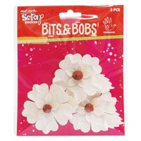 Mont Marte Scrapbooking Bits & Bobs - Canvas Fancy Blooms w/Leaves 3pce For Scrapbook Craft