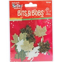 Mont Marte Scrapbooking Bits & Bobs - Leaves Canvas & Cork 12pce For Scrapbook Craft
