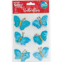 Mont Marte Scrapbooking Butterflies - Beaded Blue 6pce For Scrapbook Craft