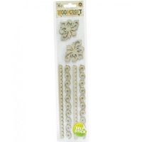 Mont Marte Scraping Woodcraft - Chipboard Borders & Corners 6pce For Scrapbook Craft