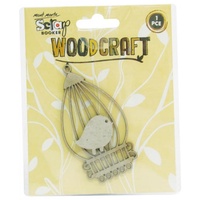 Mont Marte Scraping Woodcraft - Chipboard Bird Cage w/Bird 1pce For Scrapbook Craft