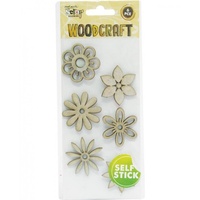 Mont Marte Scraping Woodcraft - Chipboard Flowers 6pce For Scrapbook Craft