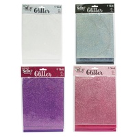 Mont Marte Scrapbooking Glitter Sheets 6pce Assorted Colours