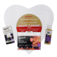 Mont Marte Heart 40cm Canvas Pouring Fluid Metallic Acrylic Paint Kit