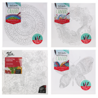 1pce Mont Marte Adult Colouring Canvas 30cm x 30cm Assorted Designs