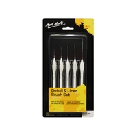Mont Marte Detailer & Liner Paint Brush Taklon Set 5pce, Easy Grip Handles