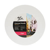 Mont Marte Canvas Panels 2pce 30cm Round Circle Canvas Art Board 11in" White