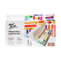 Mont Marte Premium Watercolour Paint Half Pan Set / Kit 40pce In Case