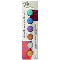 Mont Marte Metallic Colour Acrylic Paints 6pce x 3.6ml Pots, Travel Art