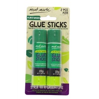 Mont Marte Plant Based Glue Sticks 2pce, Craft Project Glue, Dries Clear