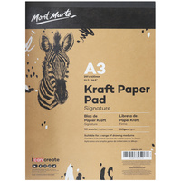 1pce Mont Marte Signature Kraft Recycled Paper Pad A3 & A4 50 Sheet 115gsm