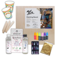 Resin Art Pouring Kit with Epoxy, Pigment Dye, Glitter & Wood 30.5cm Board DIY
