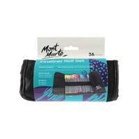 Mont Marte Signature Fineliner Roll Set 36pce Coloured Fine Tip Markers