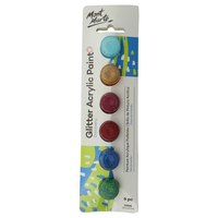 Mont Marte Glitter Colour Acrylic Paints 6pce x 3.6ml Pots, Travel Art
