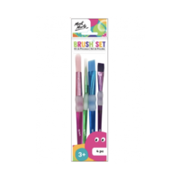 Mont Marte 4pce Brush Set in Bright Colours, Silicone Finger Grip