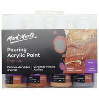 Mont Marte Pouring Acrylic 120ml 4pc - Metallic for Fluid Art