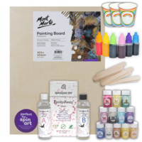 Resin Art Pouring Kit with Epoxy, Pigment Dye, Tools & Rectangle Wood Board/Base