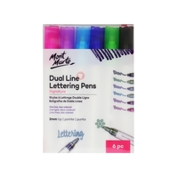 6pce Mont Marte MM Dual Line Lettering Pens 2mm Tip