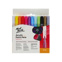 Mont Marte Acrylic Paint Pens 12pce Fine Tip 1mm, Acid Free Markers