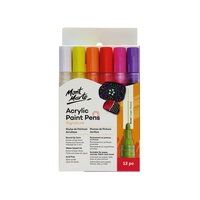 Mont Marte Acrylic Paint Pens 12pce Broad Tip 3mm, Acid Free Markers