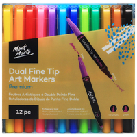 Mont Marte Dual Fine Tip Alcohol Art Markers 12pce Permanent Colour
