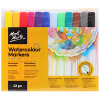 Mont Marte Watercolour Markers 12pce, Tri Grip Water Based Pens 4mm