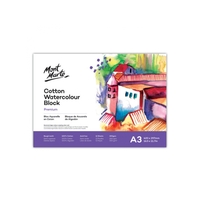 Mont Marte Cotton Watercolour Paper Block 300gsm A3 12 Sheets, Painting/Drawing