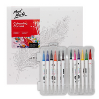 Mont Marte Colouring In Canvas with 12 Marker Pens Dual Tip Fine Liner Kit 30cm