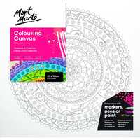 Mont Marte Colouring Canvas 30x30cm Mandala Design D Draw, Colour or Paint