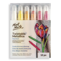 Mont Marte Twistable Metallics Gel Stick Pens/Markers 12pc Colours