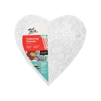 Mont Marte Colouring In Canvas Bloom Flowers 30cm Stretched Frame Heart Shape