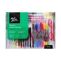 Mont Marte Colour Lettering Set 34pce All In One Kit Pens, Pencils, Brush Marker