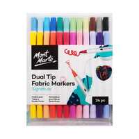 Mont Marte Dual Tip Fabric Markers 24pce Draw Shirts, Tote Bags, Shoes & Clothes