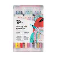 Mont Marte Dot Markers 28pc Pastel, Metallic & Intro Colours, Fineline & Dot Tip