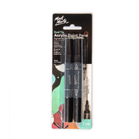 Mont Marte Acrylic Paint Pens Dual Tip Black 2pce Painting Markers Colour
