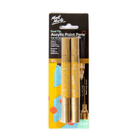 Mont Marte Acrylic Paint Pens Dual Tip Gold 2pce Painting Markers Colour