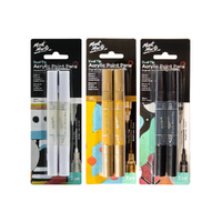 6x Acrylic Paint Pens in White, Gold, Black, Dual Tip Painting Markers Set
