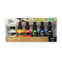 Mont Marte Acrylic Ink 6pce x 20ml Acrylic-based Vibrant Painting Droppers
