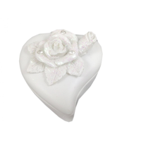 1pce x Wedding Bomboniere Heart Shaped Trinket Box. White Rose On Top - 6x6x4cm.