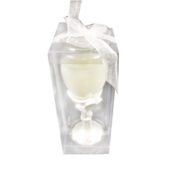 1pce x Wedding Bomboniere White Goblet. Resin Base. Glass Top. Wax Candle.