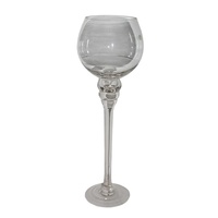 40cm Antique Style Hurricane Glass Candle Holder, Antique High Stem