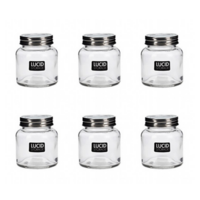 6pce 8cm Glass Spice Jar with Metal Lid, Kitchen Decor or Candle Making 150ml