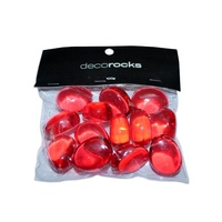 2 x 100g Packs Red Olive Shaped Deco Beads 30mm x 25mm Acrylic GMB046RE