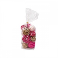 Pack of Pink Lata, Rattan, Shola Balls for Decorative Home
