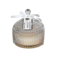 Circus Tent Jar Scented Candle Vintage Style with Bow Ribbon 25 Hours Burning - Rose Vanilla (White)