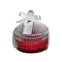 Circus Tent Jar Scented Candle Vintage Style with Bow Ribbon 25 Hours Burning - Rose Garden (Red)