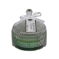 Circus Tent Jar Scented Candle Vintage Style with Bow Ribbon 25 Hours Burning - Jade Lotus (Green)