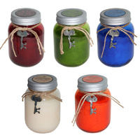 1pce Mason Jar Scented Candle w/ Key Motif Vintage Style 40 Hours Burn